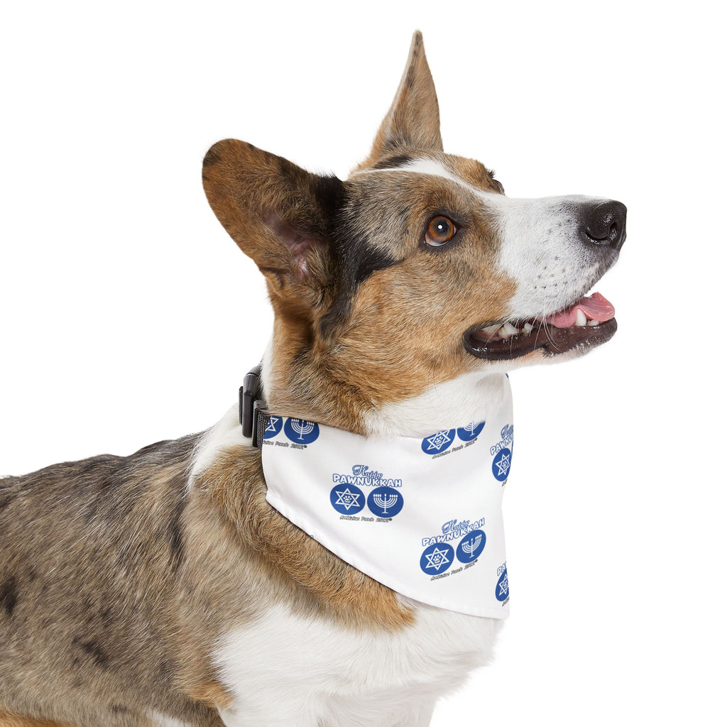 Happy Pawnukkah Doggie Bandana Collar - White