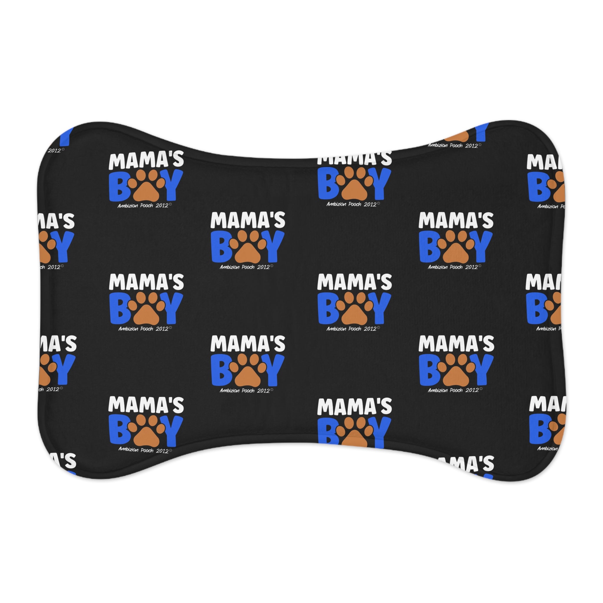 Mama's Boy Monogram Pet Feeding Mat Black