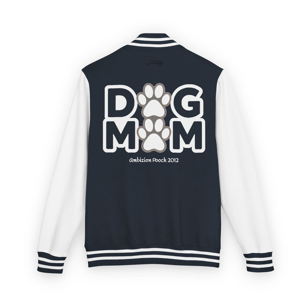 Dog Mom Paw Print Embroidered Varsity Jacket