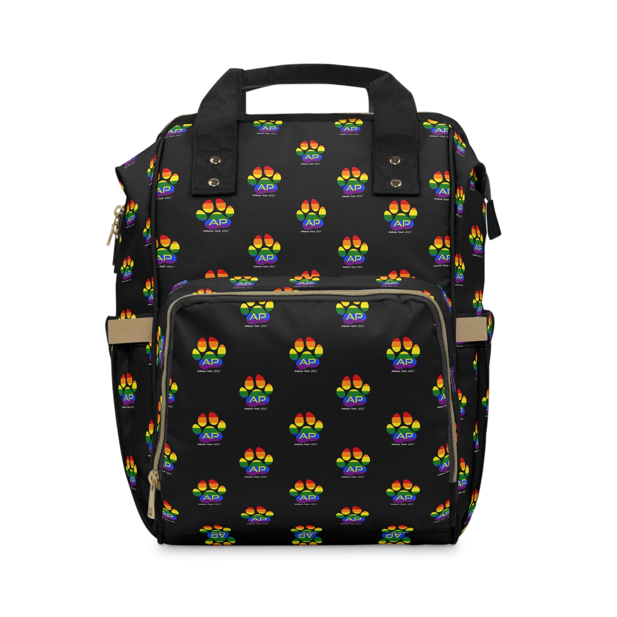 Ambizion Pooch Rainbow Paw Monogram Puppy/Doggy Backpack Black (LGBTQ)