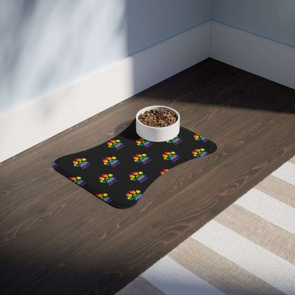 Ambizion Pooch Rainbow Paw Monogram Pet Feeding Mat Black (LGBTQ)