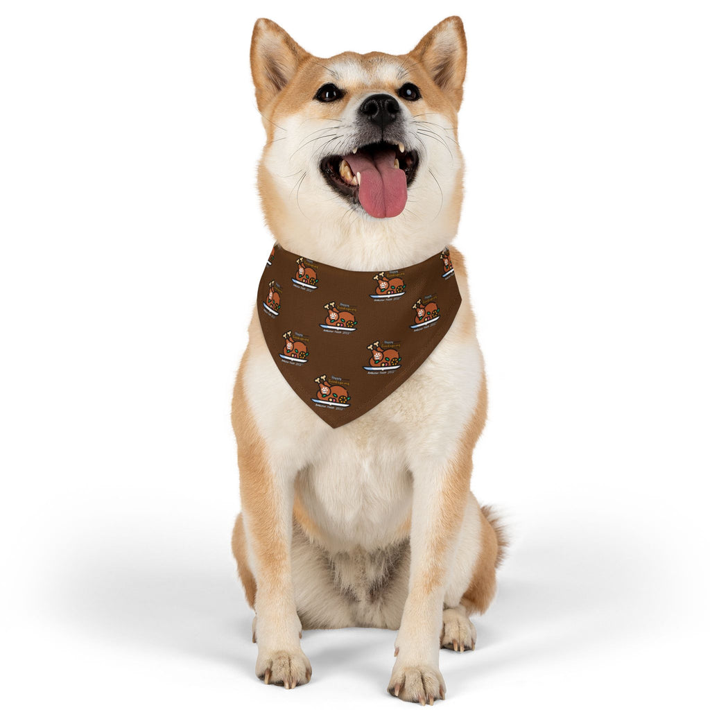 Thanksgiving Doggie Bandana Collar - Brown