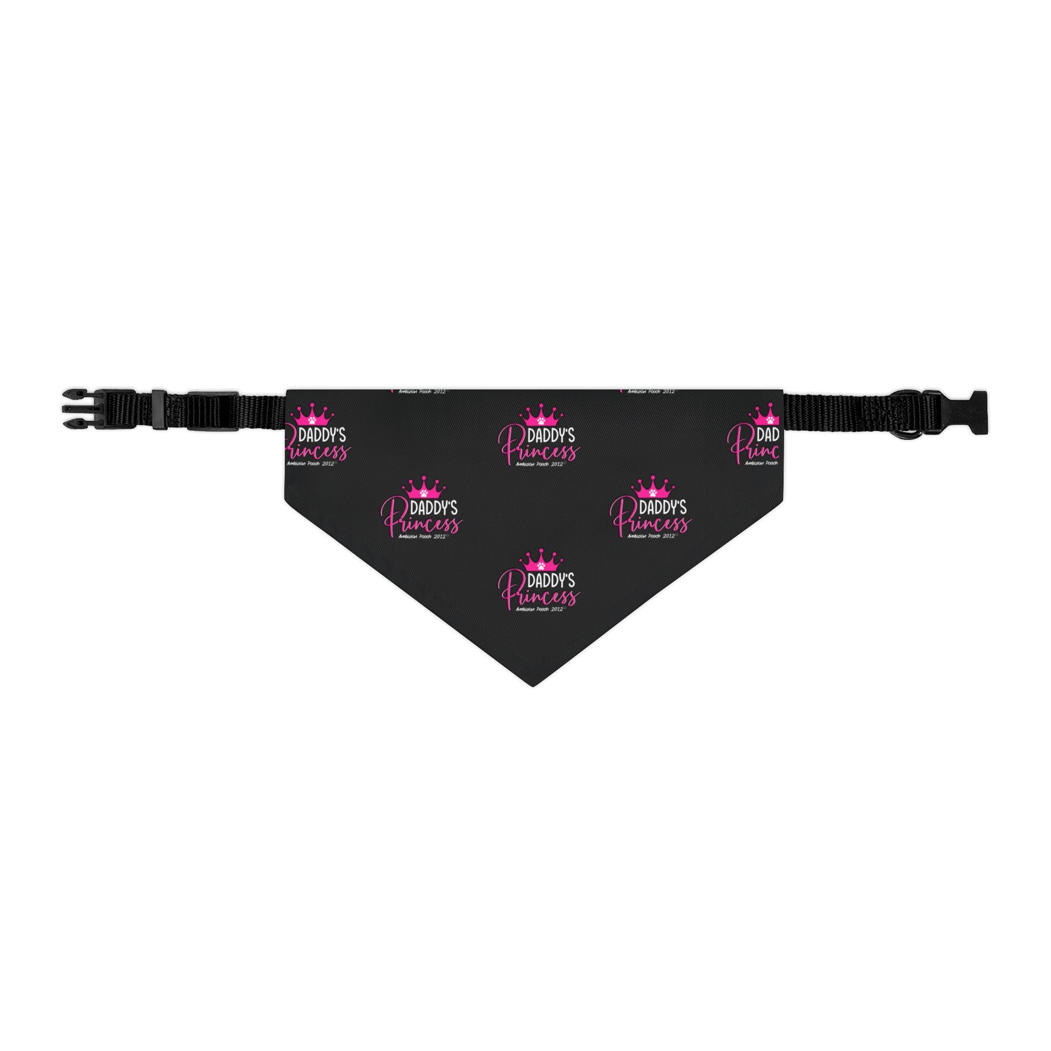 Daddy's Princess Pet Bandana Collar Black