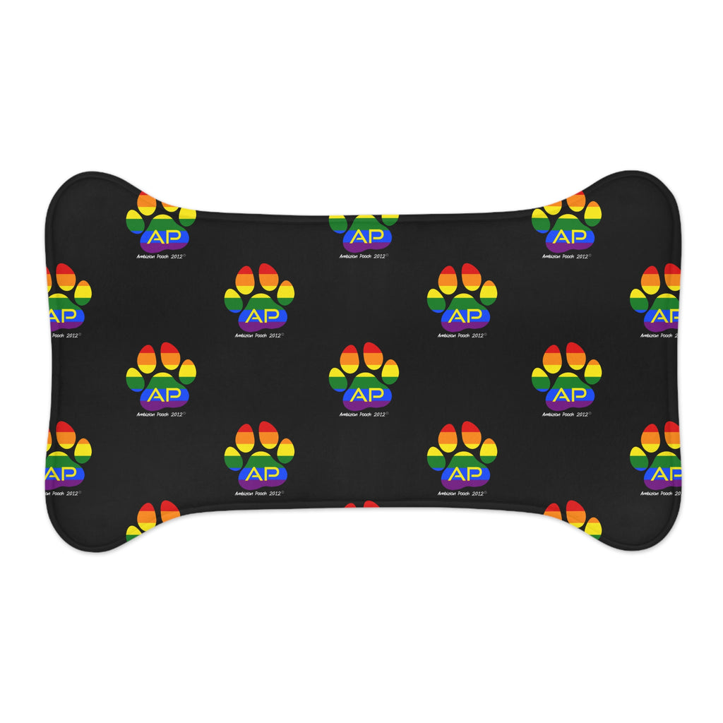 Ambizion Pooch Rainbow Paw Monogram Pet Feeding Mat Black (LGBTQ)