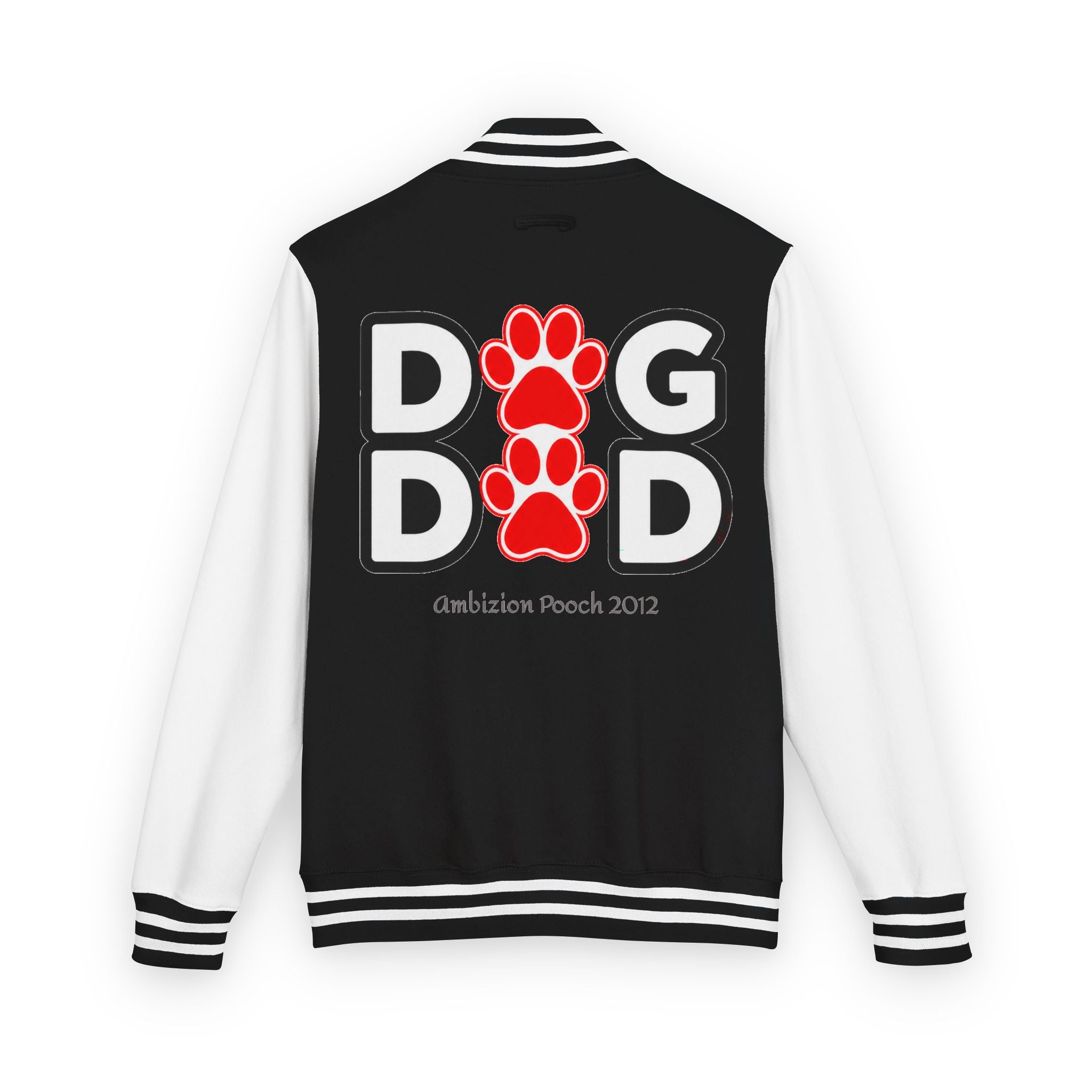 Dog Dad Paw Print Embroidered Varsity Jacket