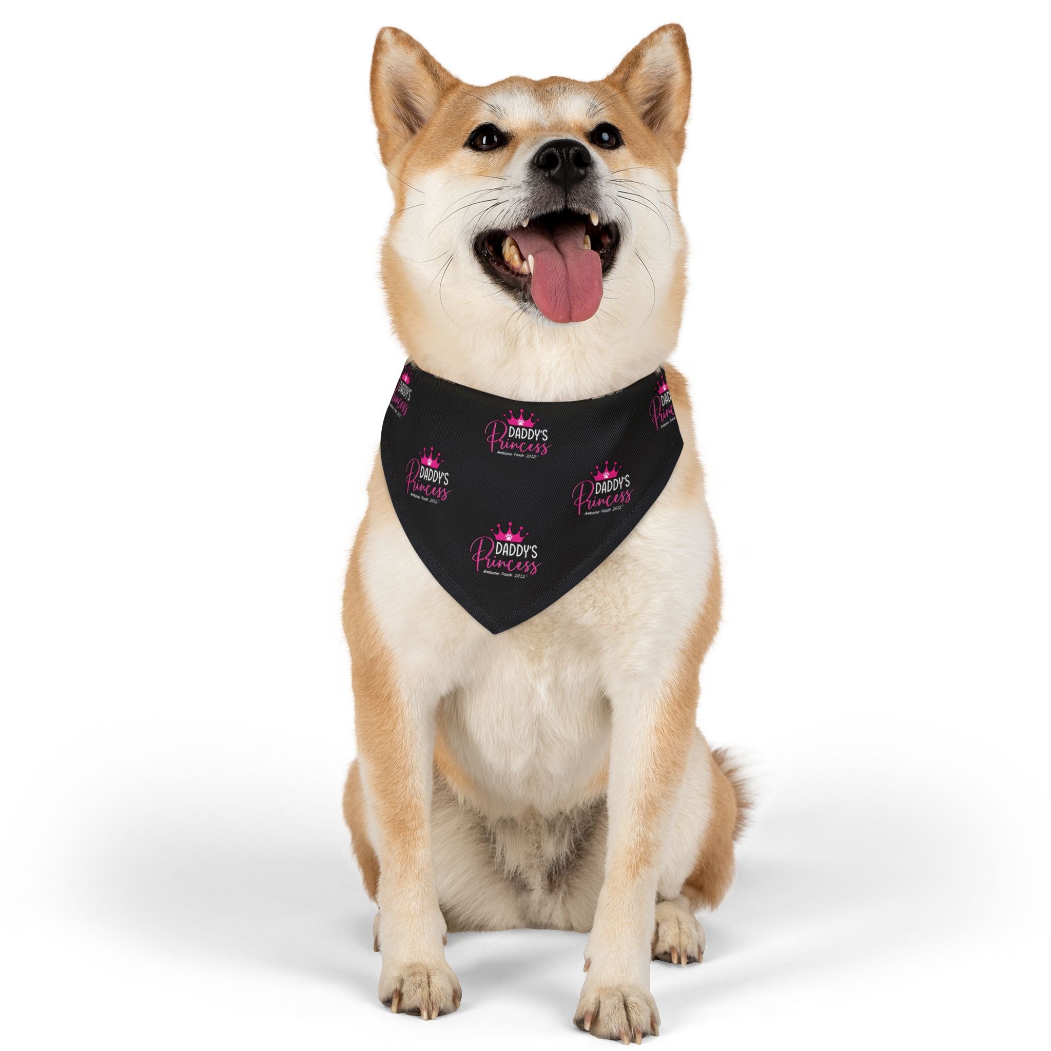Daddy's Princess Pet Bandana Collar Black