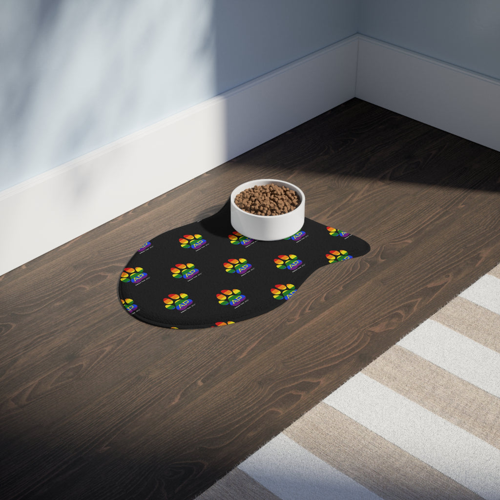 Ambizion Pooch Rainbow Paw Monogram Pet Feeding Mat Black (LGBTQ)