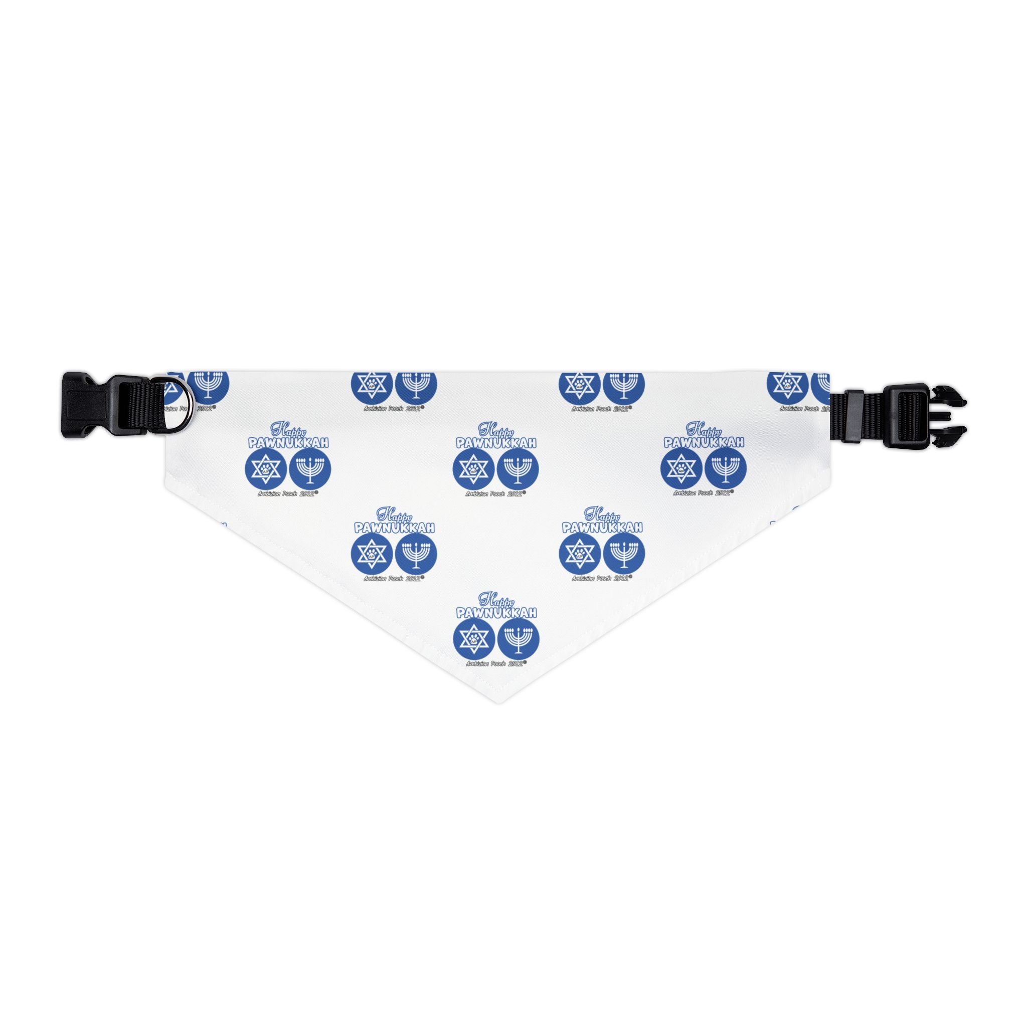 Happy Pawnukkah Doggie Bandana Collar - White